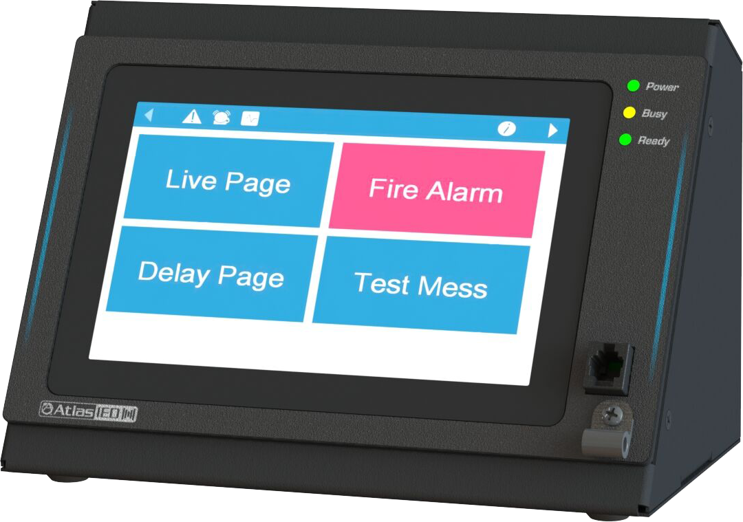 GLOBALCOM® digital communication touch screen mic station on white background